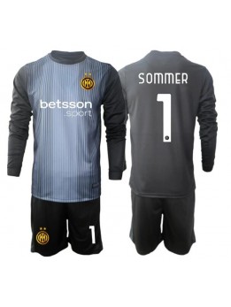 Billige Inter Milan Yann Sommer #1 Keeper Hjemmedraktsett Barn 2025-26 Langermet (+ Korte bukser)